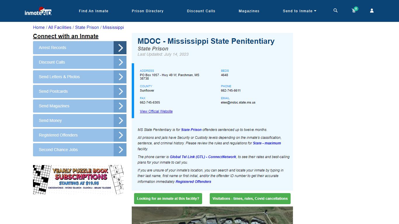 MDOC - Mississippi State Penitentiary & Inmate Search - Parchman, MS